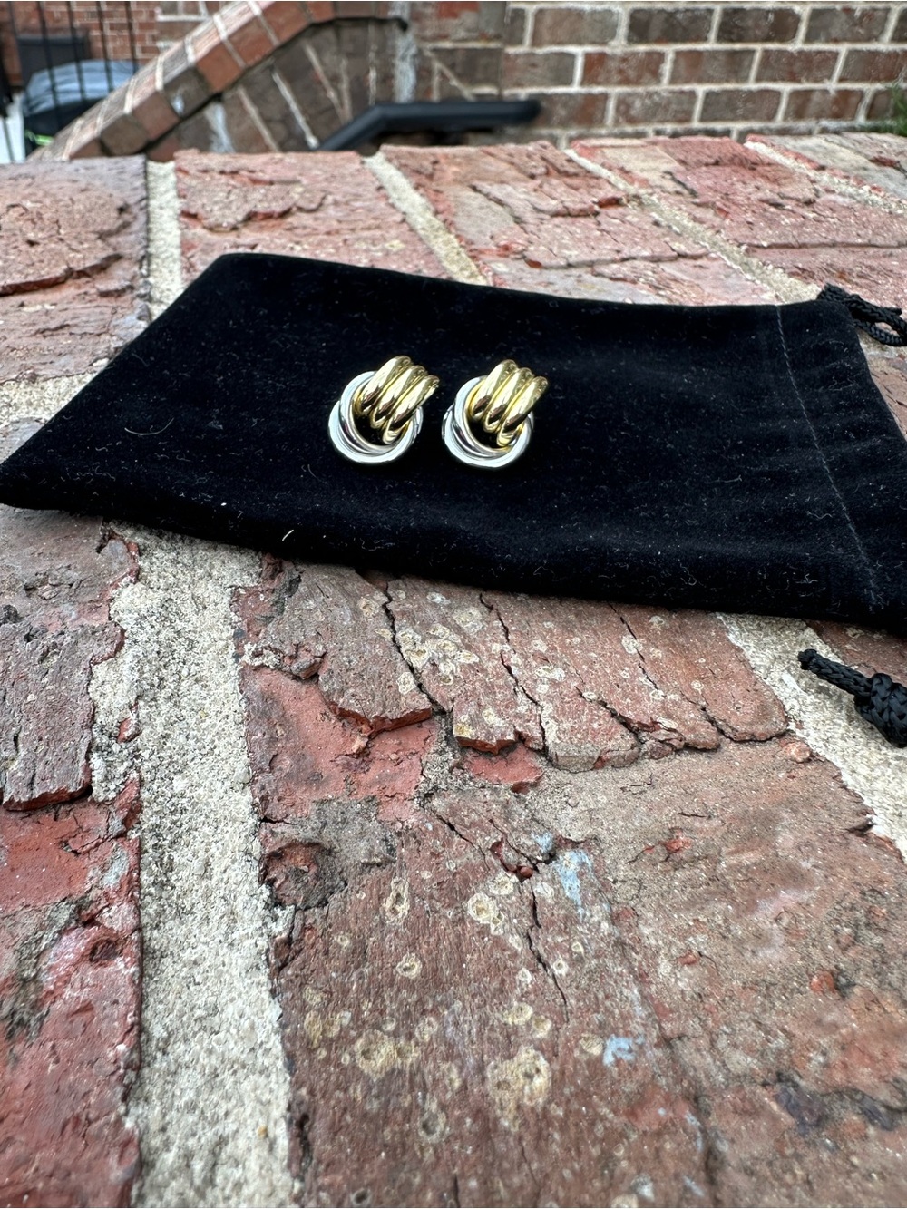Two-Tone Gold and Silver Knot Pierced Earrings